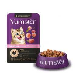 YUMSTER Kitten Мясные кусочки с индейкой в соусе для котят (пауч 85 г) - фото