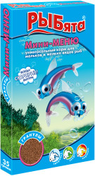 РЫБята Мини-МЕНЮ ГРАНУЛЫ корм для растущих и мелких рыб (35 г) Зоомир - фото