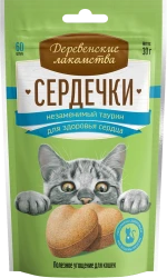 ДЕРЕВЕНСКИЕ ЛАКОМСТВА Сердечки с таурином, для кошек (30 г) - фото