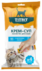 TiTBiT Крем-суп для кошек с кусочками лосося (уп. 4 х 10 г) - фото