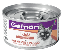 GEMON CAT Mousse adult salmon-chicken (85 г) МУСС для взрослых кошек с лососем и курицей - фото
