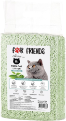 FOR FRIENDS Tofu Green tea (11 л) Наполнитель комкующийся, зеленый чай - фото