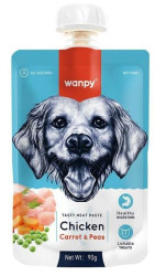 WANPY Мясной мусс из курицы и моркови с горохом, для собак (90 г) - фото
