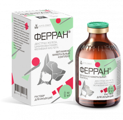 ФЕРРАН Раствор для инъекций для кошек и собак (50 мл) Nita (Трехвалентное железо 100 мг, цианокобаламин 0,005 мг, фолиевая кислота 0,2 мг) - фото