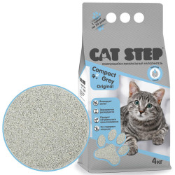 CAT STEP Compact Grey Original (4 кг) Комкующийся минеральный наполнитель - фото