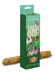 LITTLE ONE Зеленая долина (180 г) Полностью съедобная беззерновая палочка для травоядных животных, с травами и цветами - фото