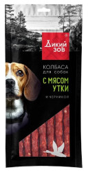 TiTBiT ДИКИЙ ЗОВ Колбаса для собак с мясом утки и черникой (85 г) - фото