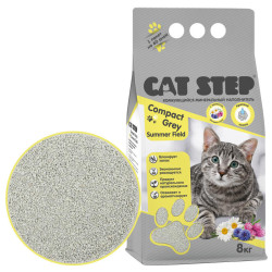 CAT STEP Compact Grey Summer Field (8 кг) Комкующийся минеральный наполнитель - фото