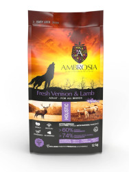 AMBROSIA GRAIN FREE Deer & Lamb Adult (1 кг на развес) для собак всех пород c олениной и ягненком - фото