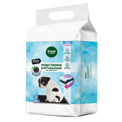 TRIOL HYGIENE Пеленки впитывающие с угольным фильтром на липучках, черные (60 х 60 см, 12 шт) - фото