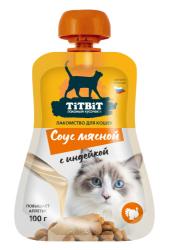 TiTBiT Соус мясной с индейкой, лакомство для кошек (100 г) - фото