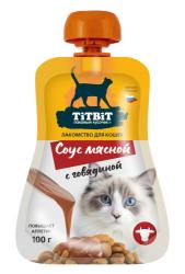 TiTBiT Соус мясной с говядиной, лакомство для кошек (100 г) - фото