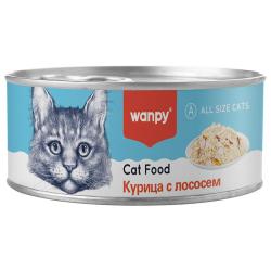 WANPY Cat Курица с лососем для кошек (баночка 95 г) - фото