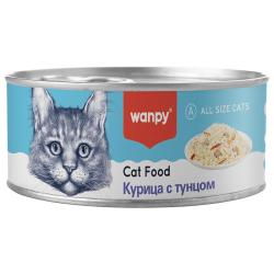 WANPY Cat Курица с тунцом для кошек (баночка 95 г) - фото