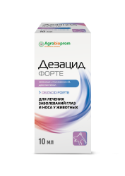 ДЕЗАЦИД ФОРТЕ Капли глазные и интраназальные (10 мл) Агробиопром (неомицин 5 мг, полимиксин В 0,6 мг, декспантенол 15 мг) - фото