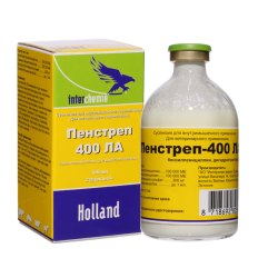 t° ПЕНСТРЕП 400 LA Суспензия для инъекций (100 мл) Interchemie (Пенициллины + дигидрострептомицин) - фото