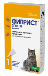 ФИПРИСТ Спот-он для кошек (1 пипетка х 0,5 мл, индивидуальная упаковка) KRKA (Фипронил 10%) - фото