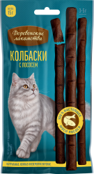 ДЕРЕВЕНСКИЕ ЛАКОМСТВА Колбаски с лососем (15 г, 3 × 5 г) - фото