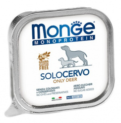 MONGE SOLO Monoprotein Deer (лоток 150 г) монопротеиновый паштет с олениной для собак - фото