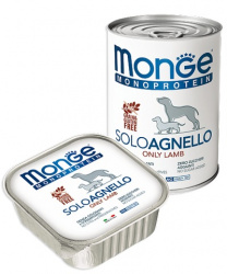 MONGE SOLO Monoprotein Lamb (лоток 150 г) монопротеиновый паштет с ягненком для собак - фото2