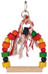 TRIXIE Качели из дерева с х/б веревкой цветные для крупных попугаев (13х19 см) - фото