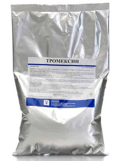 ТРОМЕКСИН Порошок для перорального применения (1 кг) Livisto-Invesa (Сульфаметоксипиридазин + триметоприм + тетрациклин + бромгексин) - фото2