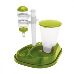 WATER AND FOOD FEEDER Автоматическая кормушка + поилка для животных (цвет - зеленый) - фото